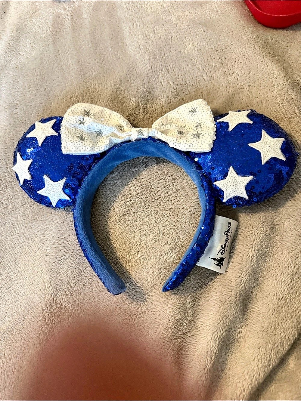 Disney Blue Sequin Minnie Mouse Ears Headband Like New